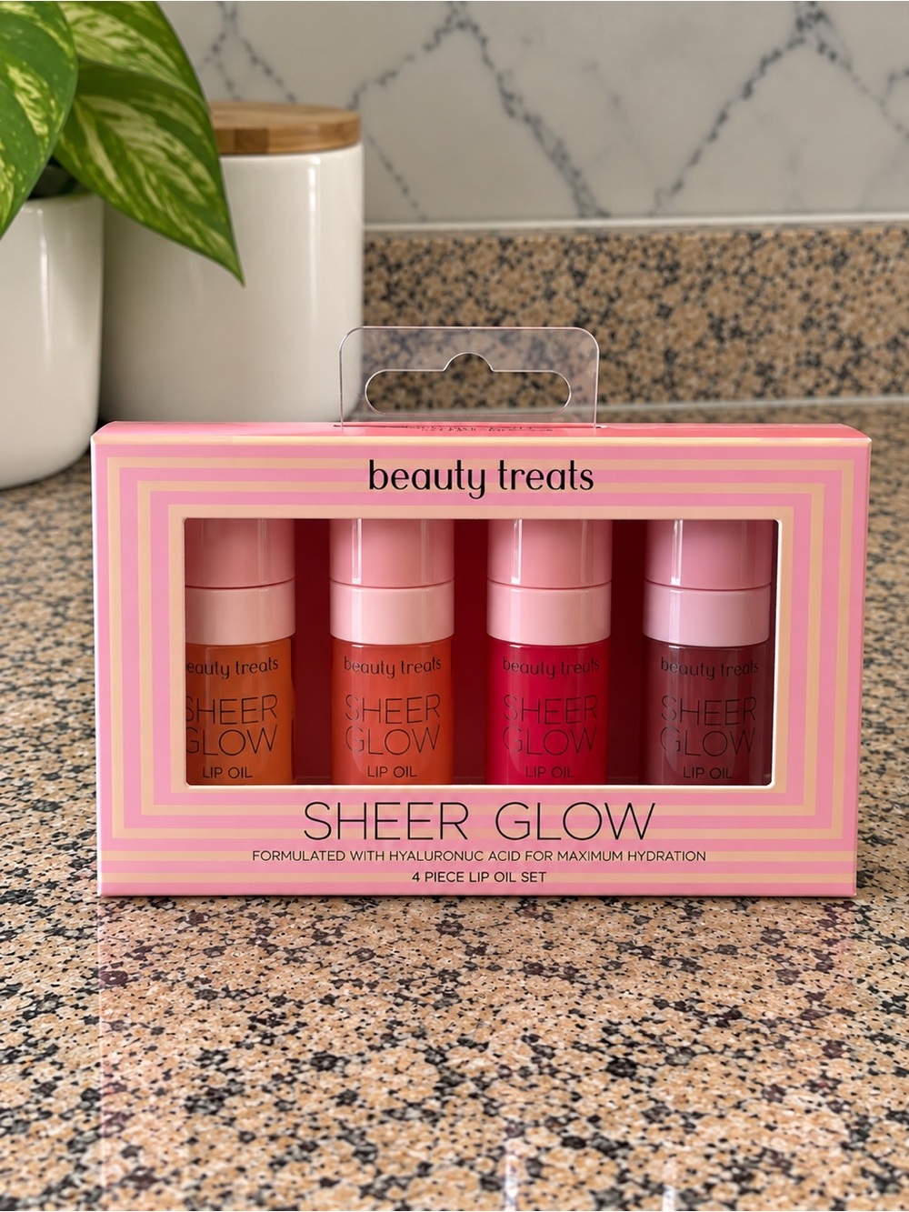 Sheer Glow 4-Piece Lip Oil Set - Pink Mix